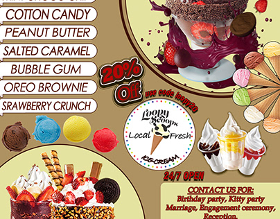ICE-CREAM PARLOUR PROMOTIONAL BANNERS, FLYERS, POSTERS