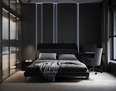 A small apartment for a young guy in dark shades