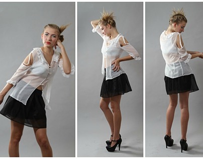 Unique white shirt & black skirt 2 – vintage style