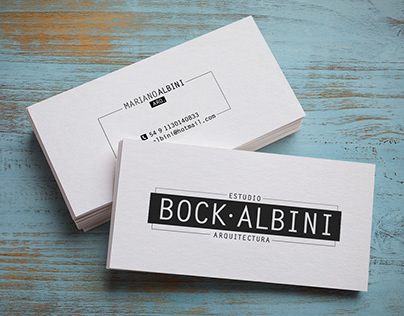 Diseño logotipo, tarjetas Banner Estudio Bock-Albini