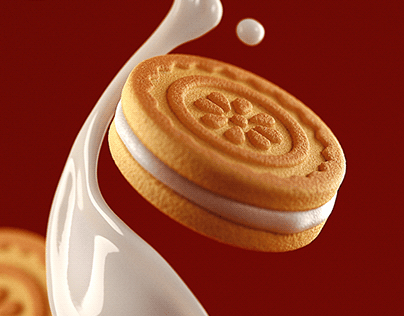 3D Milk Cream Biscuit