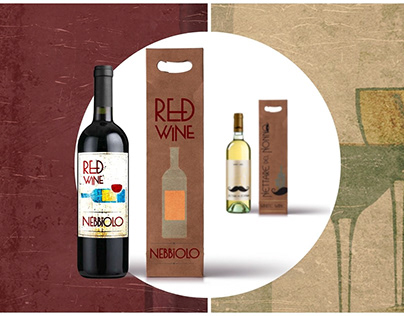 Packaging and labels. Red and white wine.