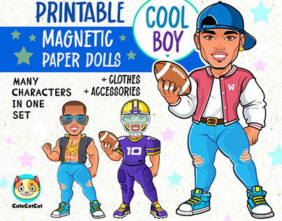 Cool boy magnetic paper doll