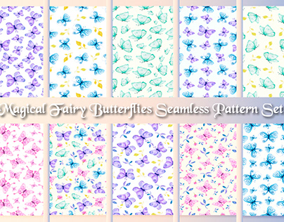 watercolor butterflies seamless patterns