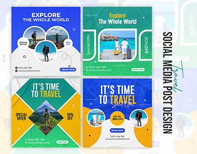 Travel social media post and promotional ads design