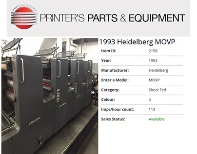 1993 Heidelberg MOVP by Printers Parts & Equipment