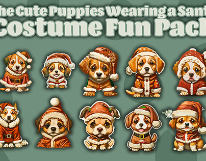 Cute Puppies Wearing Santa Costumes