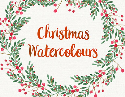 Christmas Watercolour Illustrations and wreath designs