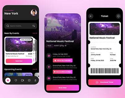 Event Ticket🎟️ Booking Mobile App📱 UI Design