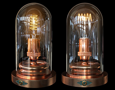 Steampunk Glass Case - Edison Lamp