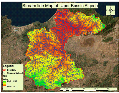 Stream Lines Map of Upper Basin (Algeria)