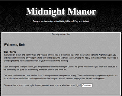 Midnight Manor - Text Adventure