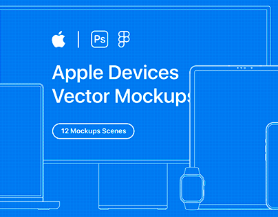 12 Apple Devices Outline & Fill Mockups - 2023