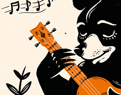 Bear playing ukulele