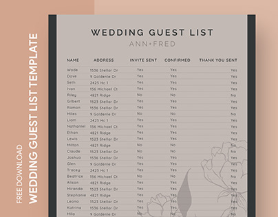Free Vintage Wedding Guest List Template