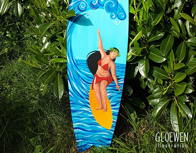 Peinture sur planche de surf décorative