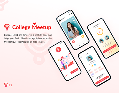 College Meet/ Tinder mobile app ui