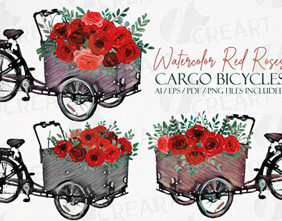 Roses Floral Cargo Bicycles Decor