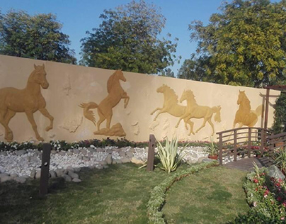 Horses relief sculpture