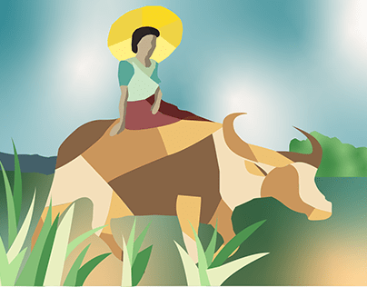 Young Filipina on a Carabao (recontexualize idea)