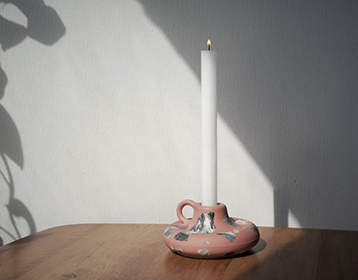 Candle holder dusty pink terrazzo