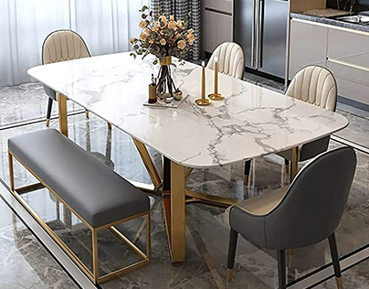 Buy Denver Marble Top Dining Table Set