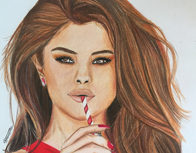 Portrait drawing Selena Gomez