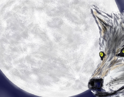 Ilustração - Lobo e Lua