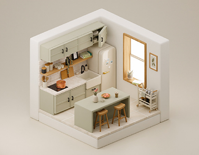 3D isometric kitchen