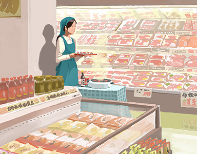 Japanese supermarket staff