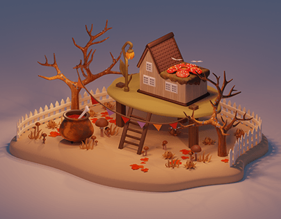 Animated 3D autumn landscape