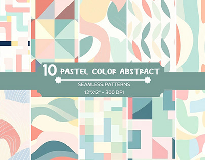 10 Pastel Color Abstract Seamless Patterns