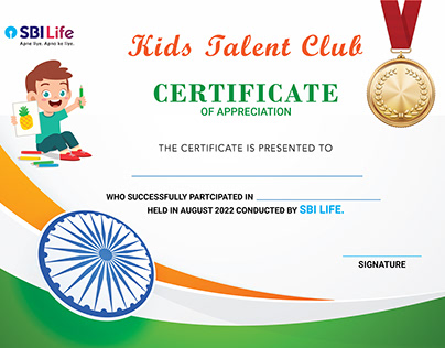 Certificate - SBI life Kids Competition