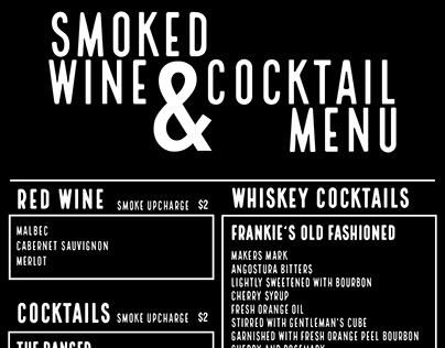 Smoked Wine & Cocktail Menu