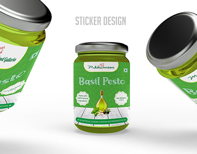 Basil Pesto Jar Packaging Sticker Design