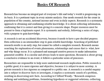 Article on Basics of Research