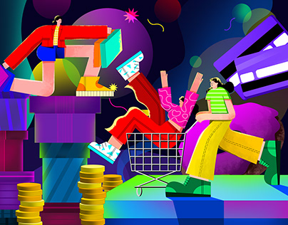 Commercial Illustration - The Shopping Symphony