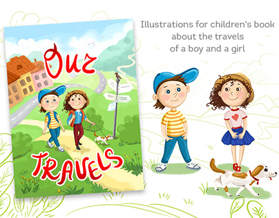 kid's book illustration about friendship and travel