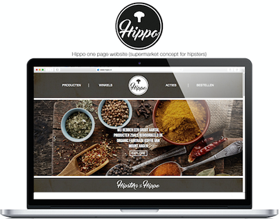 One page website for a hipster supermarket.