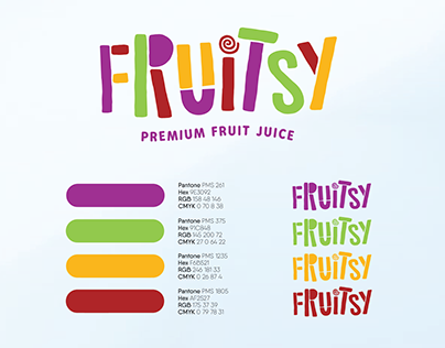 Fruitsy Premium Fruit Juice Logo Design & Pantone Guide