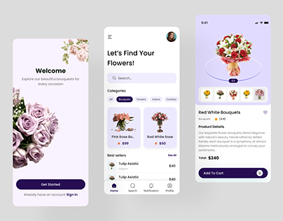 A Flower Bouquet Mobile App UI Design