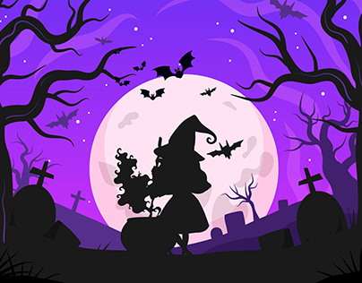 Vector Halloween night background
