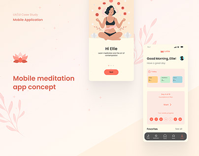 Lottie. Mobile meditation app concept
