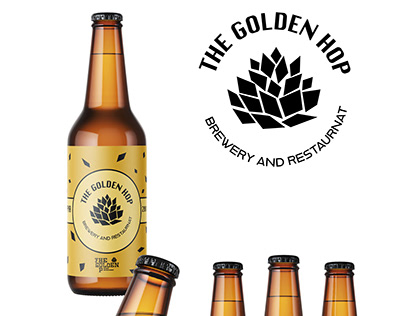 The Golden Hop. Brewery and restaurant Logo