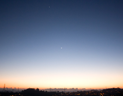 Sunrise with the moon and venus