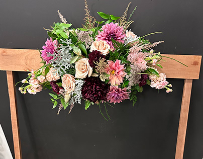 Wedding Arch Floral Arrangement with Roses and Dahlias
