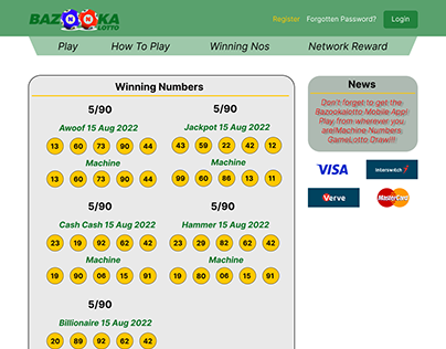Bazooka Lotto Landing page
