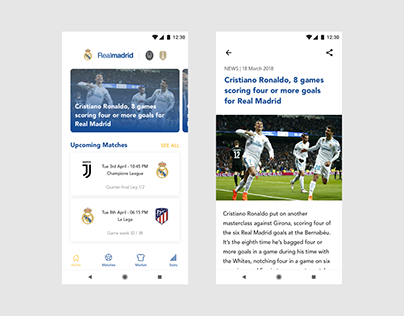 Football Android Application Concept | Real Madrid