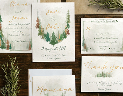 Watercolor Forest Wedding Suite