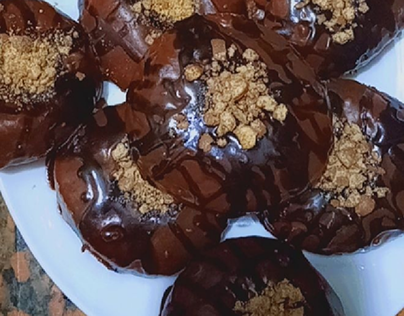 Donuts with chocolate and nuts